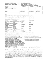 Kiểm tra môn Tiếng Anh lớp 7 đề số 1