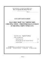 SKKN DẠY HỌC hợp TÁC NHÓM NHỎ, CHƯƠNG NITƠ   PHOTPHO BAN cơ BẢN ở TRƯỜNG THPT VĨNH cửu 
