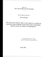 Ứng dụng kỹ thuật MPN và kỹ thuật CLO để xây dựng kỹ thuật định lượng đơn giản coliform trong nước ăn uống và sinh hoạt   1999 (tt)