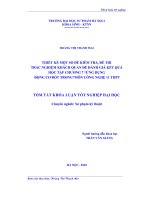 Thiết kế một số đề kiểm tra, đề thi trắc nghiệm khách quan để đánh giá kết quả họ ctập chương 7 Ứng dụng động cơ đốt trong môn Công nghệ 11 THPT (Khóa luận tốt nghiệp)