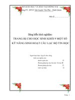 skkn trang bị cho học sinh khối 9 một số kỹ năng sinh hoạt câu lạc bộ tin học 