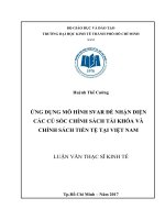 Ứng dụng mô hình svar để nhận diện các cú sốc chính sách tài khóa và chính sách tiền tệ tại việt nam 