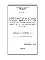 Khả năng quang hợp của cây Mắc  ca trong giao đoạn cây non trồng trên nền đất đồi Vĩnh Phúc dưới các ảnh hưởng của các công thức bón phân khác nhau (Khóa luận tốt nghiệp)