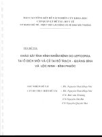 Khảo sát tình hình nhiễm bệnh do leptospira tại ổ dịch mới và cũ tại bố trạch   quảng bình và lộc ninh   bình phước   2005 (tt) 