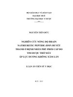 NGHIÊN CỨU NỒNG ĐỘ BRAIN NATRIURETIC PEPTIDE (BNP) HUYẾT THANH Ở BỆNH NHÂN PHÙ PHỔI CẤP DO TIM ĐƯỢC THỞ MÁY ÁP LỰC DƯƠNG KHÔNG XÂM LẤN (LA tiến sĩ)