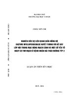 Nghiên cứu sự liên quan giữa nồng độ enzyme myeloperoxidase huyết tương với bề dày lớp nội trung mạc động mạch cảnh và một số yếu tố nguy cơ tim mạch ở bệnh nhân đái tháo đường typs 2 (LA tiến sĩ)