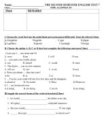 ĐỀ THI TIẾNG ANH 7 HỌC KÌ 2 CÓ ĐÁP ÁN