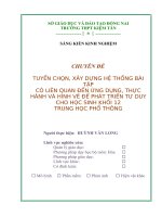 SKKN tuyển chọn, xây dựng hệ thống bài tập có liên quan đến ứng dụng, thực hành và hình vẽ để phát triển tư duy cho học sính khối 12 trun 