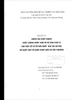 Đánh giá hiện trạng chất lượng nước thải về vệ sinh hóa lý của một số cơ sở sản xuất bia tại hà nội  đề xuất một số biện pháp bảo vệ môi trường   2002 (tt) 