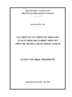 Nghiên cứu kiệt quệ tài chính các nhân tố tác động và mô hình dự báo cho các công ty cổ phần tại TP HCM  