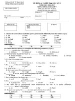 Đề học kỳ 2 Tiếng Anh 7 trường Trần Đăng Ninh