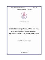 Chi phí điều trị và khả năng chi trả của người bệnh mắc bệnh sỏi đường mật điều trị tại khoa gan mật bệnh viện việt đức
