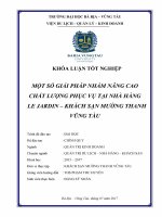 Một số giải pháp nhằm nâng cao chất lượng phục vụ tại nhà hàng le jardin   khách sạn mường thanh vũng tàu (khoá luận tốt nghiệp) 