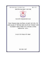 Tình trạng dinh dưỡng và một số yếu tố liên quan ở trẻ bại não dưới 60 tháng tuổi tại bệnh viện châm cứu trung ương năm 2016   2017 