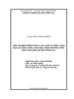 Một số biện pháp nâng cao chất lượng giáo dục kỹ năng sống cho học sinh ở trường tiểu học anh sơn 