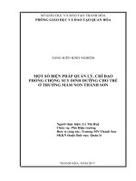 SKKN một số biện pháp quản lý chỉ đạo phòng chống suy dinh dưỡng cho trẻ ở trường mầm non thành sơn 
