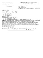Đề thi môn Toán vào lớp 10 tỉnh Bình Định năm 2017 (có đáp án)