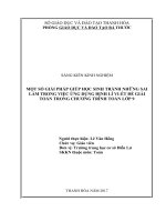 Một số giải pháp giúp học sinh tránh những sai lầm trong việc ứng dụng định lí vi ét để giải toán trong chương trình toán 9 
