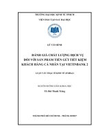 Đánh giá chất lượng dịch vụ đối với sản phẩm tiền gửi tiết kiệm tại Ngân hàng TMCP Công Thương Việt Nam  Chi Nhánh 2