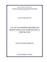 Các yếu tố ảnh hưởng đến hiệu quả kinh tế nuôi cá lóc tại huyện trà cú, tỉnh trà vinh