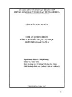 Một số kinh nghiệm nâng cao chất lượng dạy học phân môn địa lý lớp 4 