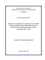 Đánh giá tác động của việc đào tạo nghề cho lao động nông thôn trên địa bàn huyện Châu Thành, tỉnh Trà Vinh, giai đoạn 2011 2015