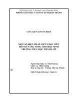 Một số biện pháp giúp giáo viên rèn kỹ năng sống cho học sinh trường tiêu học thành mỹ 