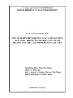 Một số kinh nghiệm hướng dẫn và rèn kỹ năng giải toán có lời văn cho sinh lớp 1 ở trường tiểu học cẩm phong, huyện cẩm thủy 