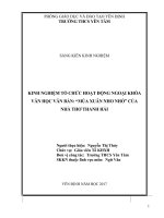 Kinh nghiệm tổ chức hoạt động ngoại khóa văn học văn bản “mùa xuân nho nhỏ 