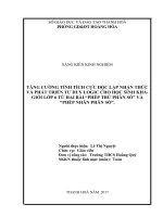 Tăng cường tính tích cực độc lập nhận thức và phát triển tư duy logic cho học sinh khá giỏi lớp 6 từ hai bài  phép trừ phân số và phép nhân phân số 