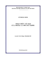 Nhận thức tác hại của thuốc lá đến sức khỏe