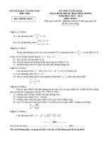 Đề thi môn Toán vào lớp 10 tỉnh Phú Thọ năm 2017 (có đáp án)