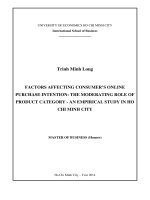 Factors affecting consumers online puchase intention  the moderrating role of product category   an empirical study in ho chi minh city 
