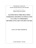 Giải pháp hoàn thiện hoạt động marketing cho dòng sản phẩm acnes của công ty rohto mentholatum (việt nam) đến năm 2021 