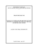 Đánh giá tác động quỹ hỗ trợ nông dân đến đời sống của hộ hội viên nông dân trên địa bàn huyện châu thành 