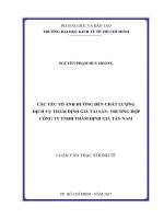 Các yếu tố ảnh hưởng đến chất lượng dịch vụ thẩm định giá tài sản trường hợp công ty TNHH thẩm định giá tây nam