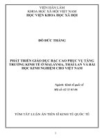 Phát triển giáo dục bậc cao phục vụ tăng trưởng kinh tế ở mailaysia, thái lan và bài học kinh nghiệm cho việt nam tt