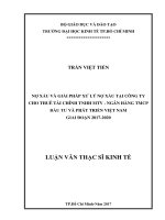 Nợ xấu và giải pháp xử lý nợ xấu tại công ty cho thuê tài chính trách nhiệm hữu hạn một thành viên   ngân hàng TMCP đầu tư và phát triển việt nam giai đoạn 2017  2020