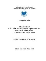 Phát triển các yếu tố văn hóa tại công ty cho thuê tài chính II ngân hàng nông nghiệp  phát triển nông thôn việt nam 