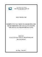 Nghiên cứu các nhân tố ảnh hưởng tới quyết định mua xe tay ga của người tiêu dùng tại thành phố đà nẵng