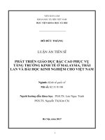 Phát triển giáo dục bậc cao phục vụ tăng trưởng kinh tế ở mailaysia, thái lan và bài học kinh nghiệm cho việt nam