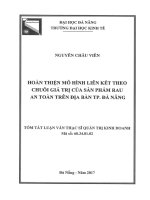Hoàn thiện mô hình liên kết theo chuỗi giá trị của sản phẩm rau an toàn trên địa bàn thành phố đà nẵng