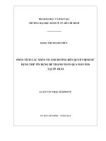Phân tích các nhân tố ảnh hưởng đến quyết định sử dụng thẻ tín dụng để thanh toán qua máy POS tại TP  HCM 