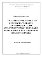 The effect of work life conflics, working environment and compensation on employee performance im vietnamese domestic banks 