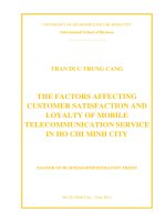 The factors affecting customer satisfation and loyalty of mobile telecommucation service in ho chi minh city 