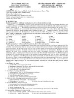 ĐỀ KIỂM TRA MÔN TIẾNG ANH LỚP 10