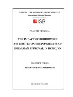 The impact of borrowers attributes on the possibility of SMEs loan approval in HCMC, viet nam  luận văn thạc sĩ 