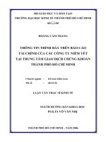 Thông tin trình bày trên báo cáo tài chính của các công ty niêm yết tại trung tâm giao dịch chứng khoán thành phố hồ chí minh  luận văn thạc sĩ 