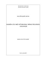 Nghiên cứu một số phương trình tích phân giải được 