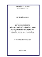 Xây dựng và sử dụng thí nghiệm kết nối máy tính trong dạy học chương “dao động cơ” vật lí 12 trung học phổ thông 